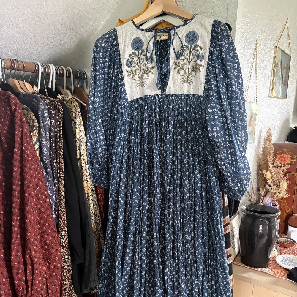 Daughters of India Kyra Midi Dress ~ Blue Carnation